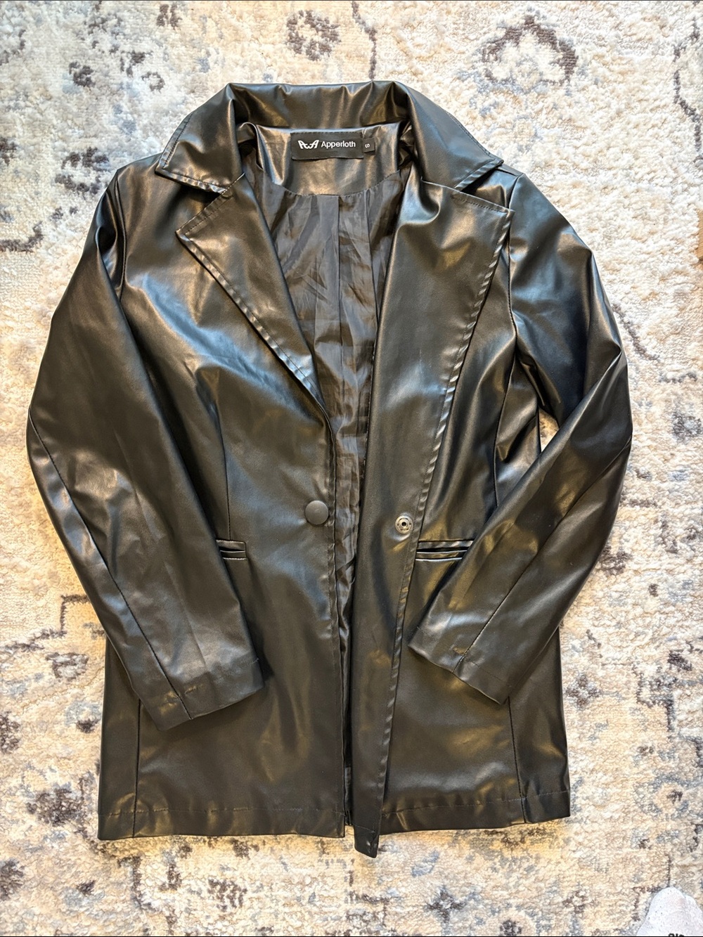 Black Faux Leather Blazer Jacket